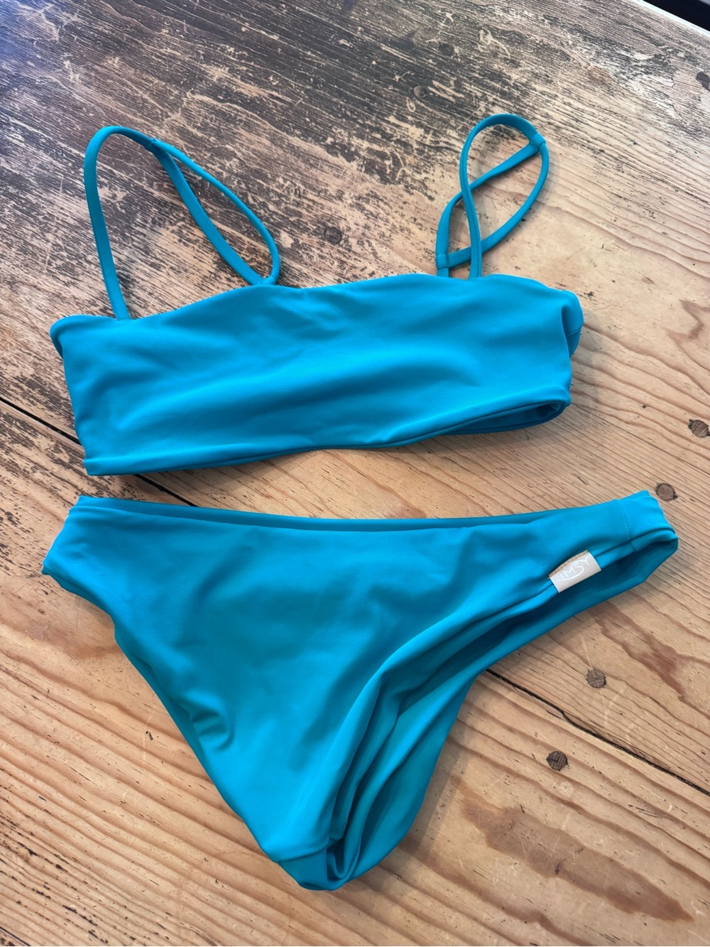Turquoise Bandeau Bikini Set by Imsy Two-Piece Swimwear